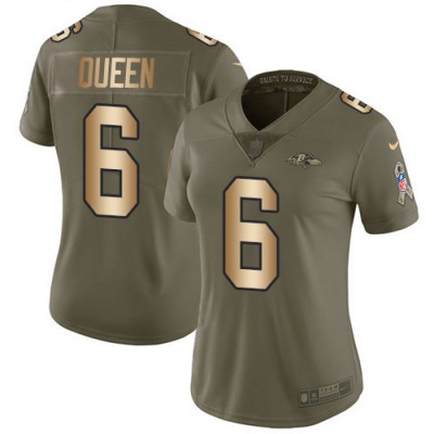 Nike Baltimore Ravens #6 Patrick Queen OliveGold Women's Stitched NFL Limited 2017 Salute To Service Jersey